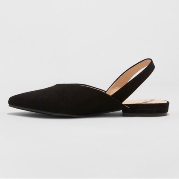 A New Day Black Pam V Throat Sling Back Mules, NWT - Picture 2 of 3